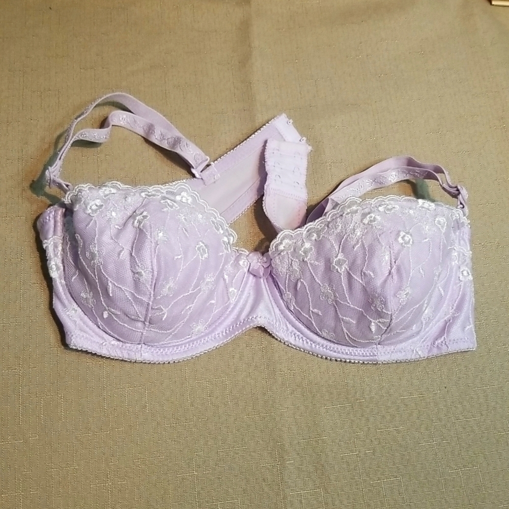 Warner's Lilac Lace Flower Convertible Balconet Bra 34C